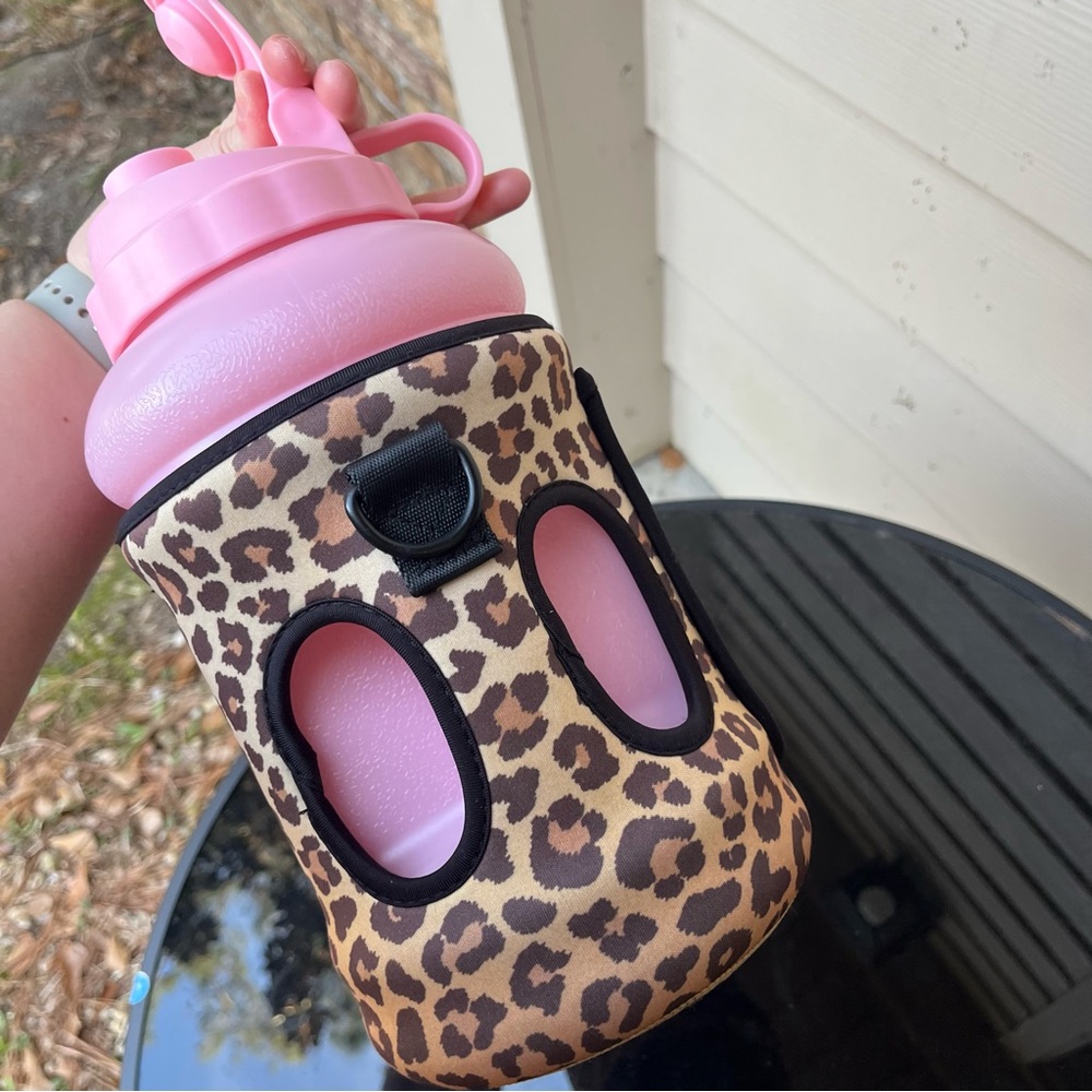 HydroJug Pink Water Bottle with Leopard Print Sleeve - Picture 3 of 5